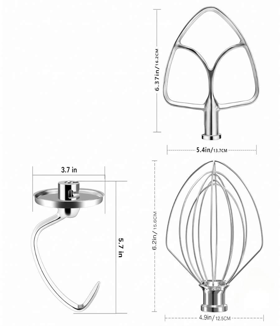 Stainless Steel Stand Mixer Attachments (3 Piece Set) - Image 2