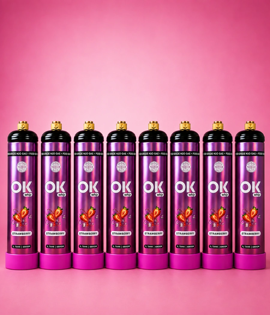 Strawberry Whip Cream Bottle | Ready to Use, 1L (8 Bottle Pack) - Image 2