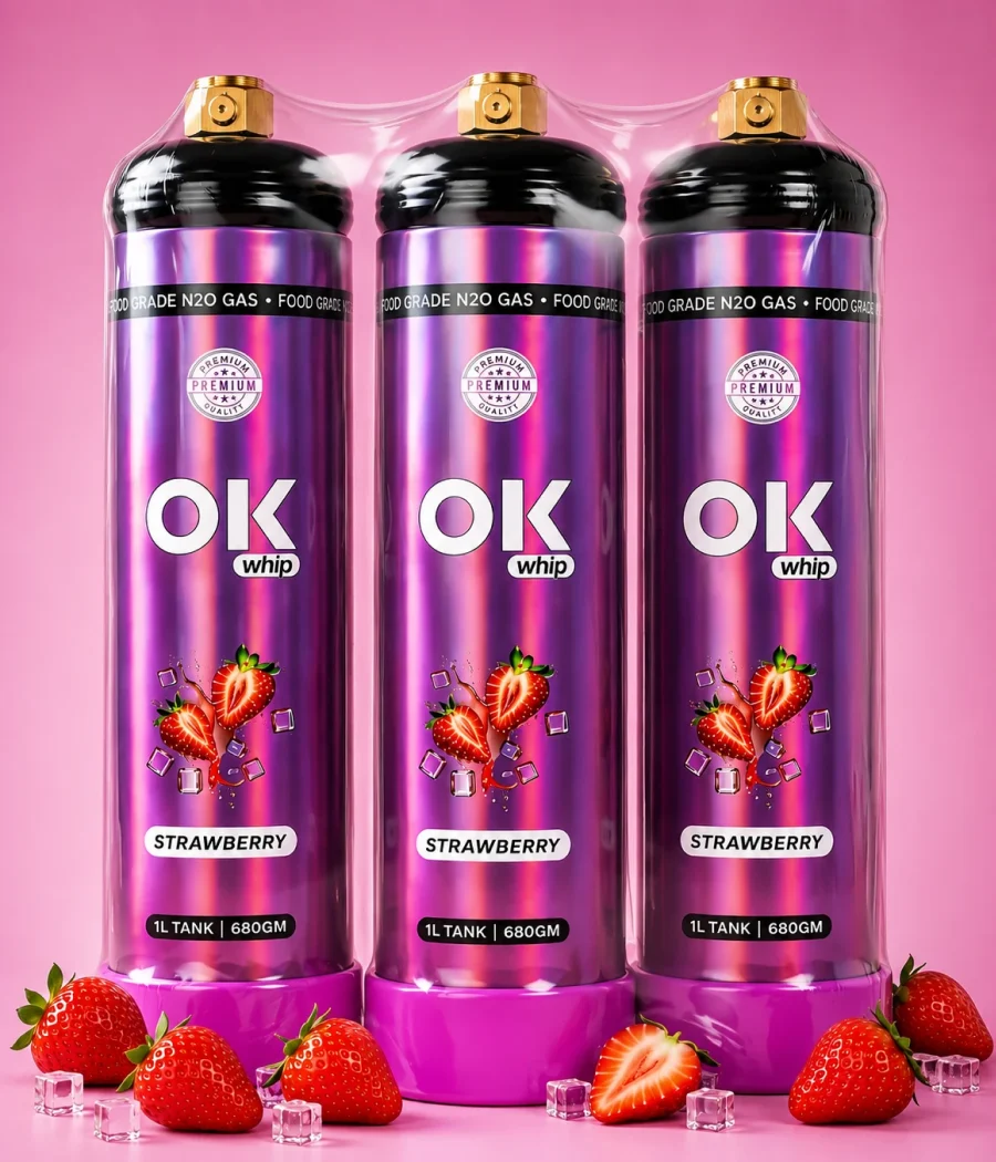 Strawberry Whip Cream Bottle | Ready to Use, 1L (3 Bottle Pack) - Image 3
