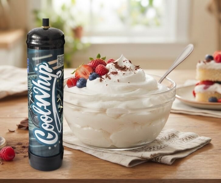 Glass bowl of fluffy whipped topping with strawberries, blueberries and chocolate shavings beside a berry sponge cake, Where to Buy Cool Whip